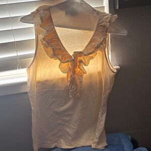 Ralph Lauren Cream Ruffle Tie-Front Sleeveless Camisole